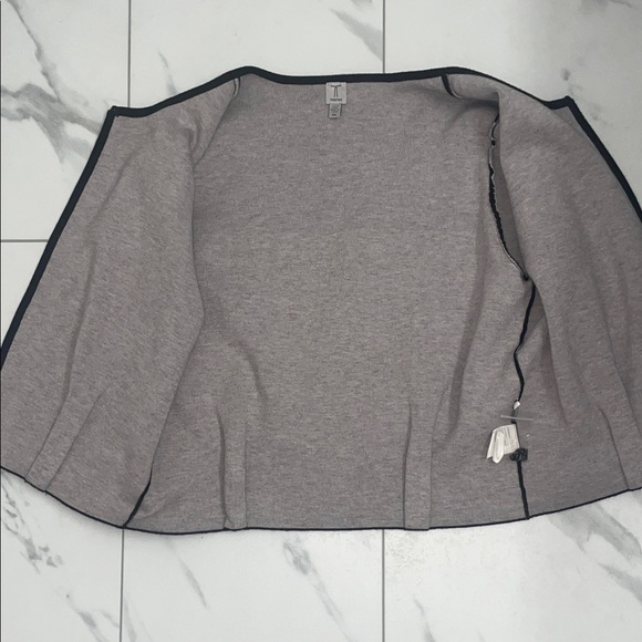 Tristan Blk & Grey Open Front Cropped Cardigan Bolero or Shrug  3/4 Sleeve Sz L - Picture 12 of 16